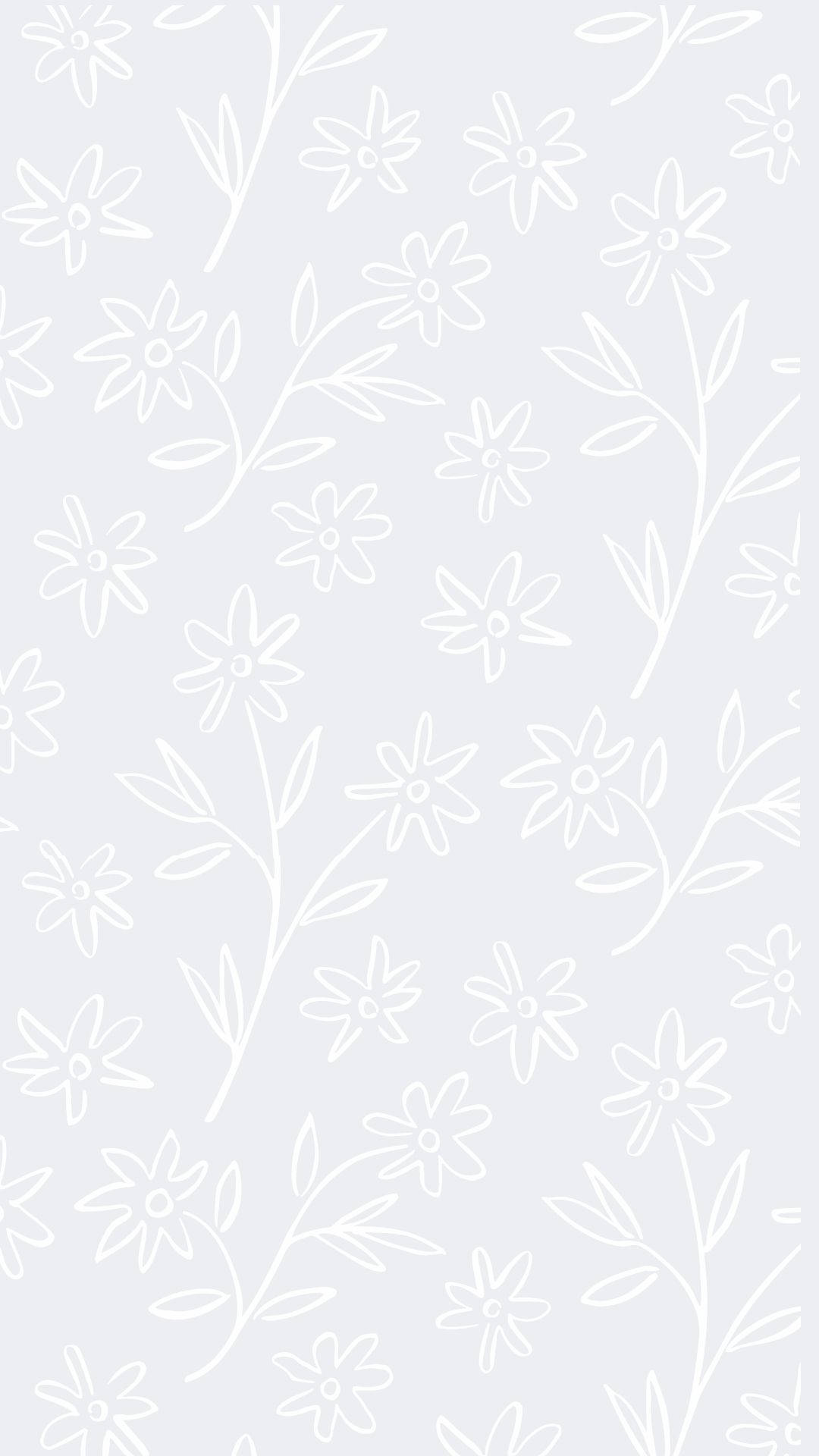 Metallic Æstetiske Hvide Blomster Wallpaper