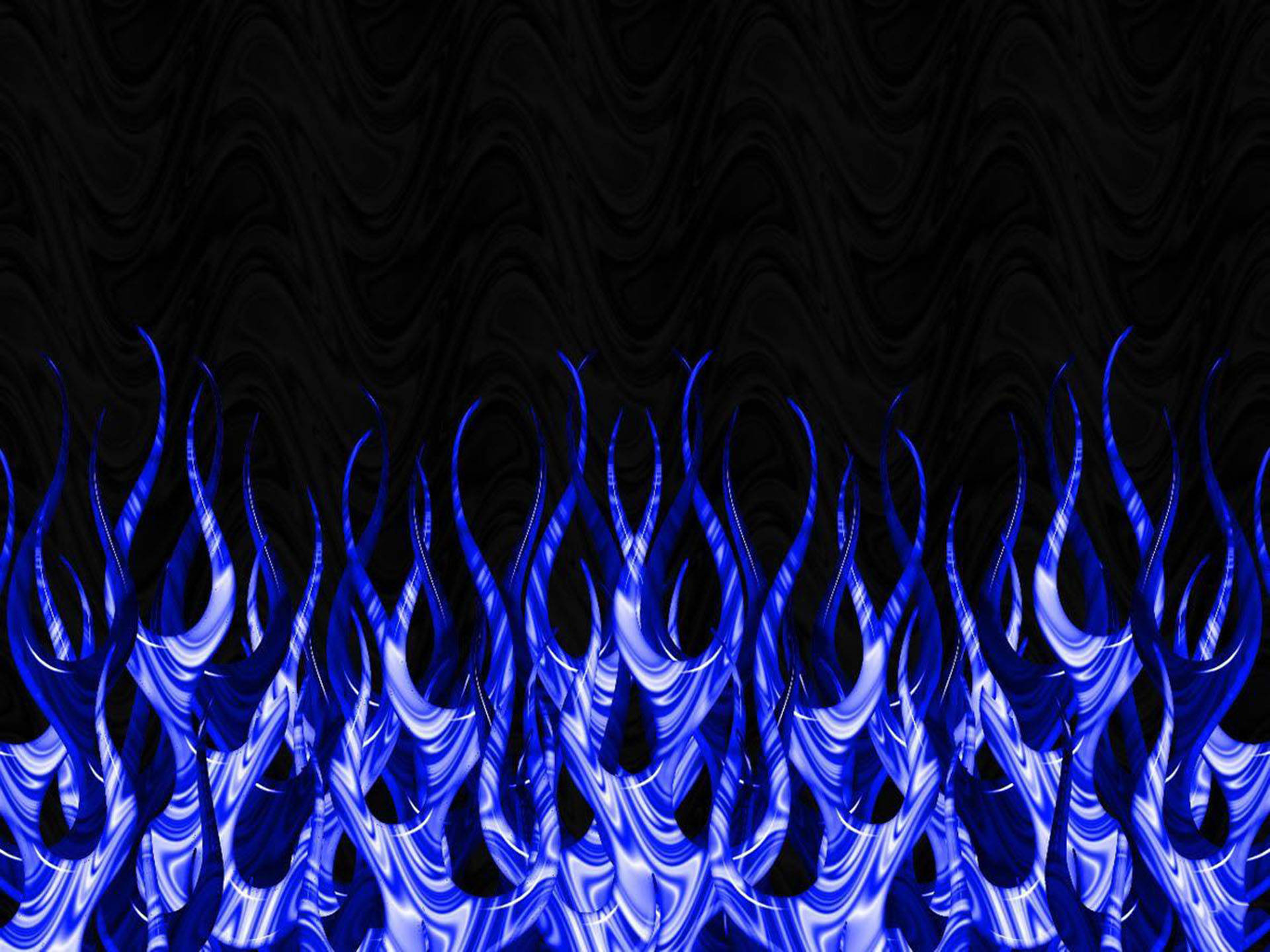 Metallic Blue Flames Wallpaper