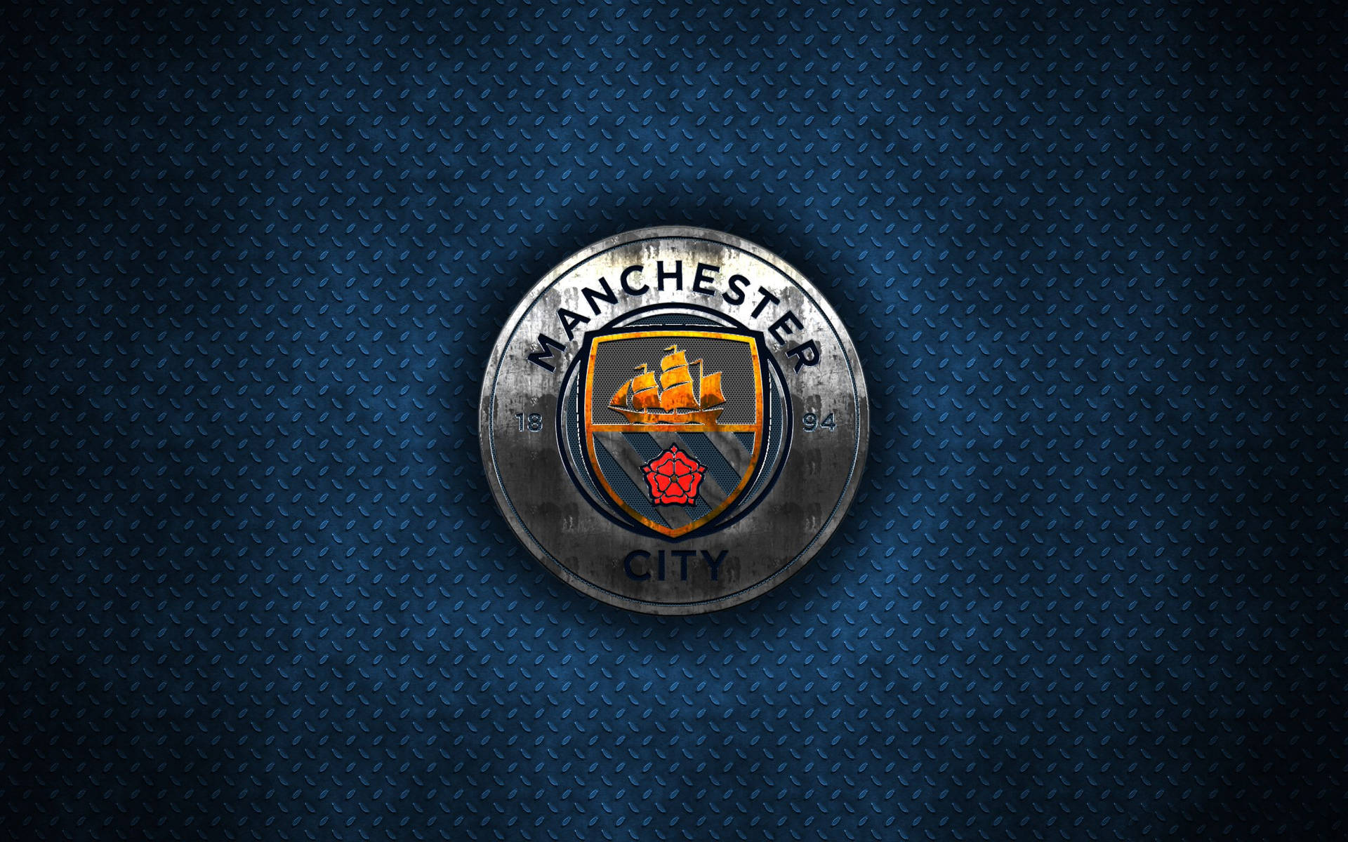 Metallic Blue Manchester City Logo Background