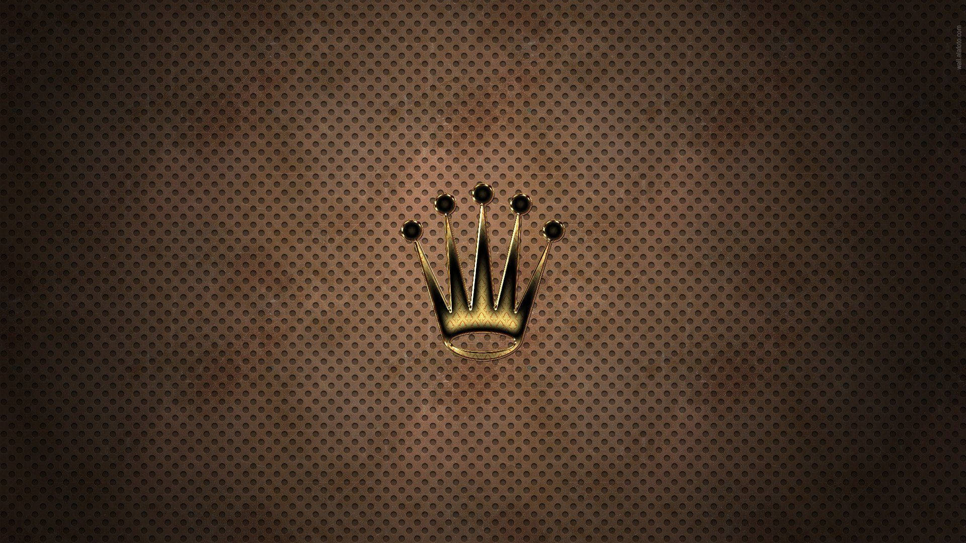 Metallic Bronze Rolex Logo med sort baggrund Wallpaper