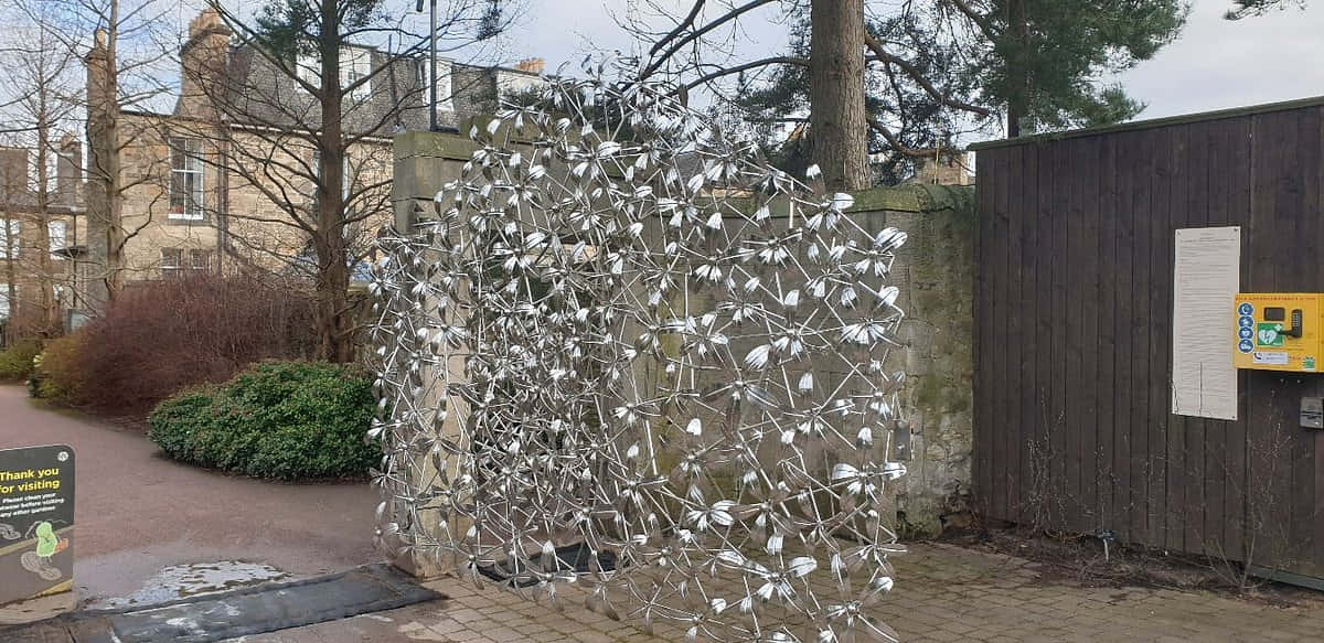 Metallic Butterfly Sculpture Royal Botanic Garden Edinburgh Wallpaper