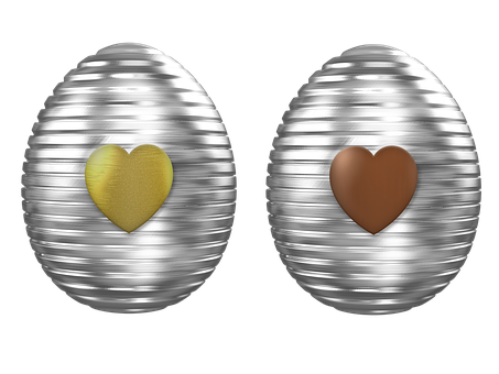 Metallic Easter Eggswith Hearts PNG