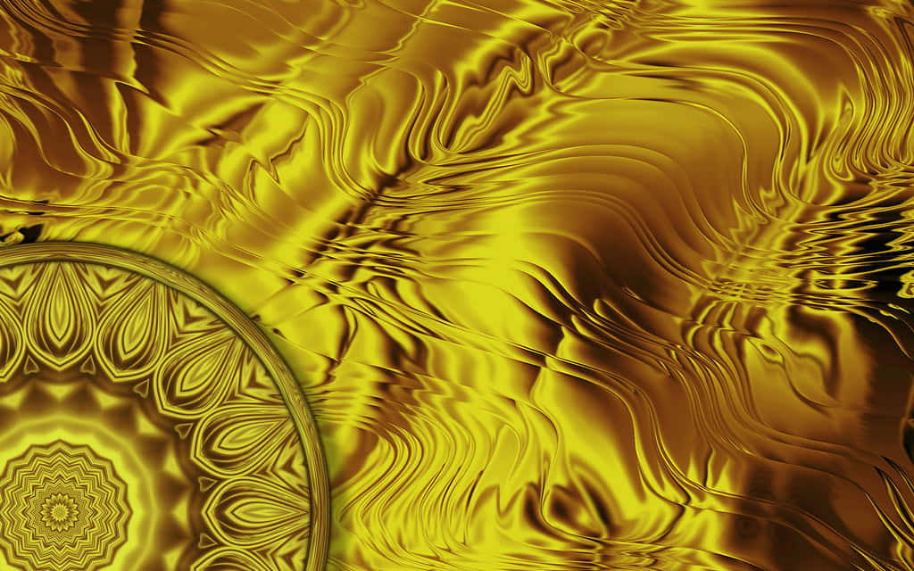 Et guld abstrakt baggrundsdesign med et rundt mønster Wallpaper