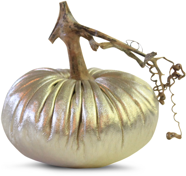 Metallic Golden Pumpkin Decor PNG