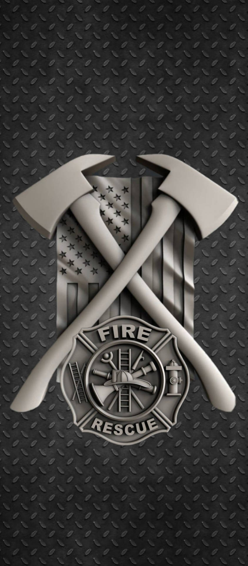 Metallic Gray Firefighters Logo Wallpaper