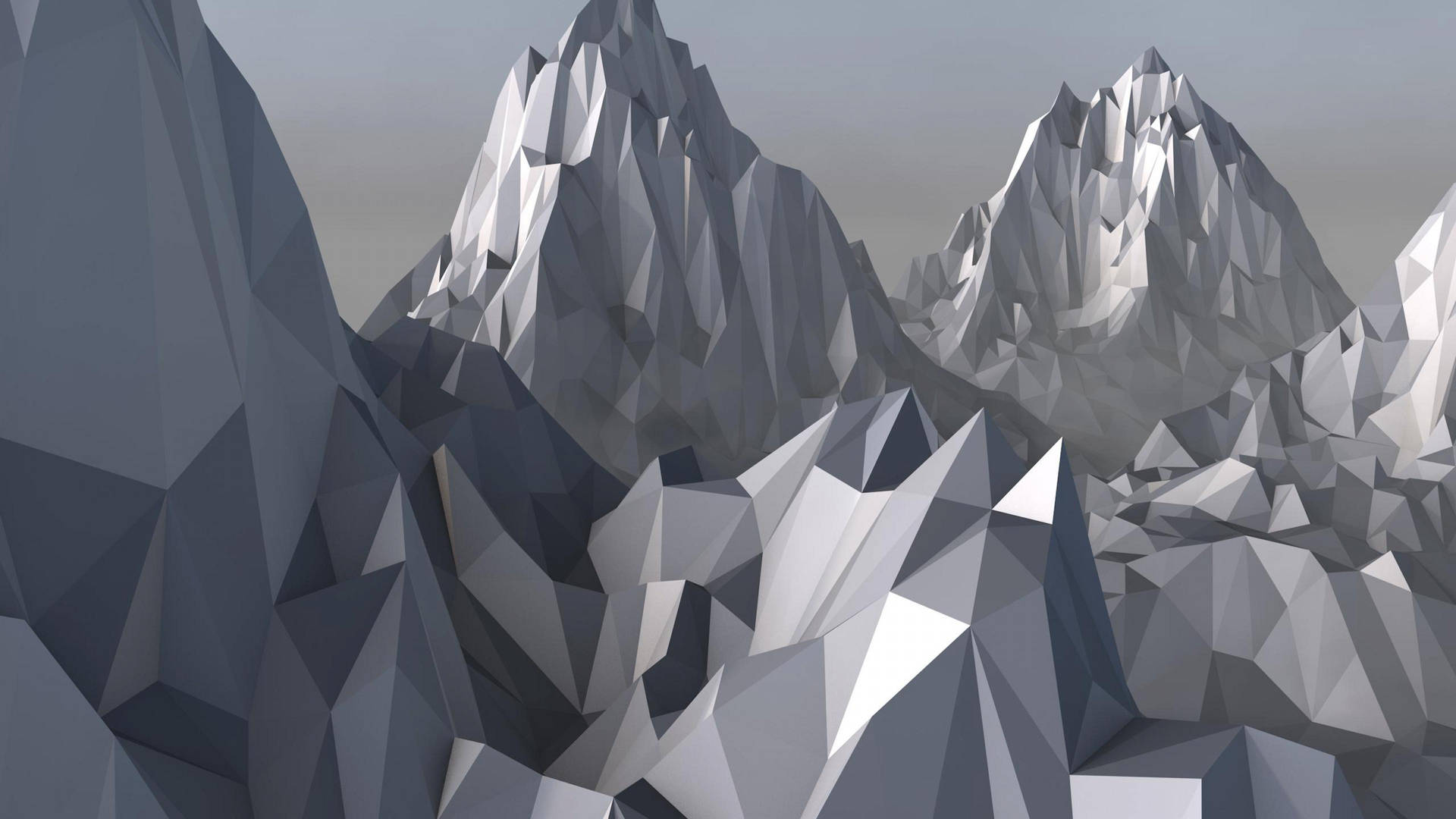 Metallic Gray Low Poly Mountains Background