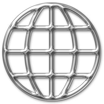 Metallic Grid Globe Graphic PNG
