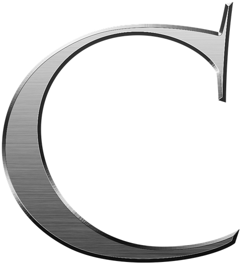 Metallic Letter C Design PNG