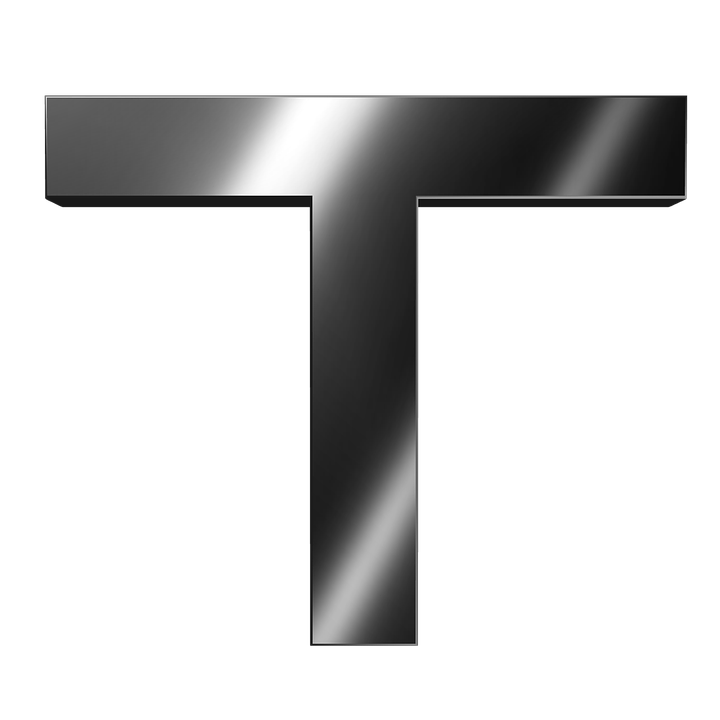 Metallic Letter T Design PNG