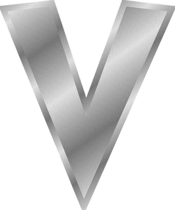 Metallic Letter V Design PNG