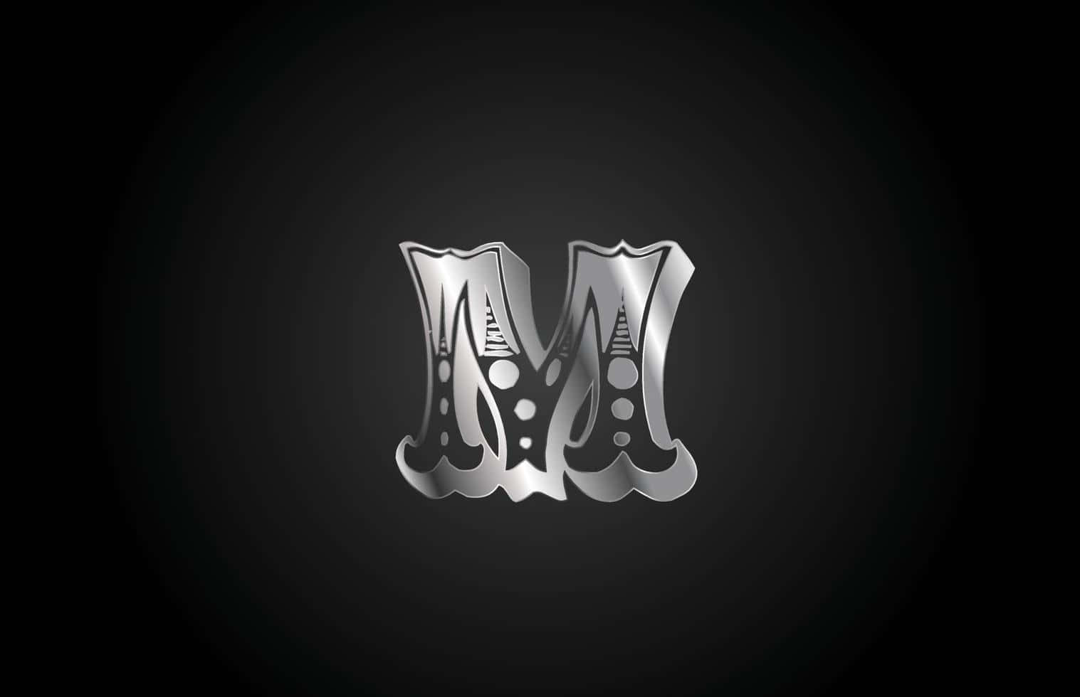 Metallic Liquid M Letter Design Wallpaper