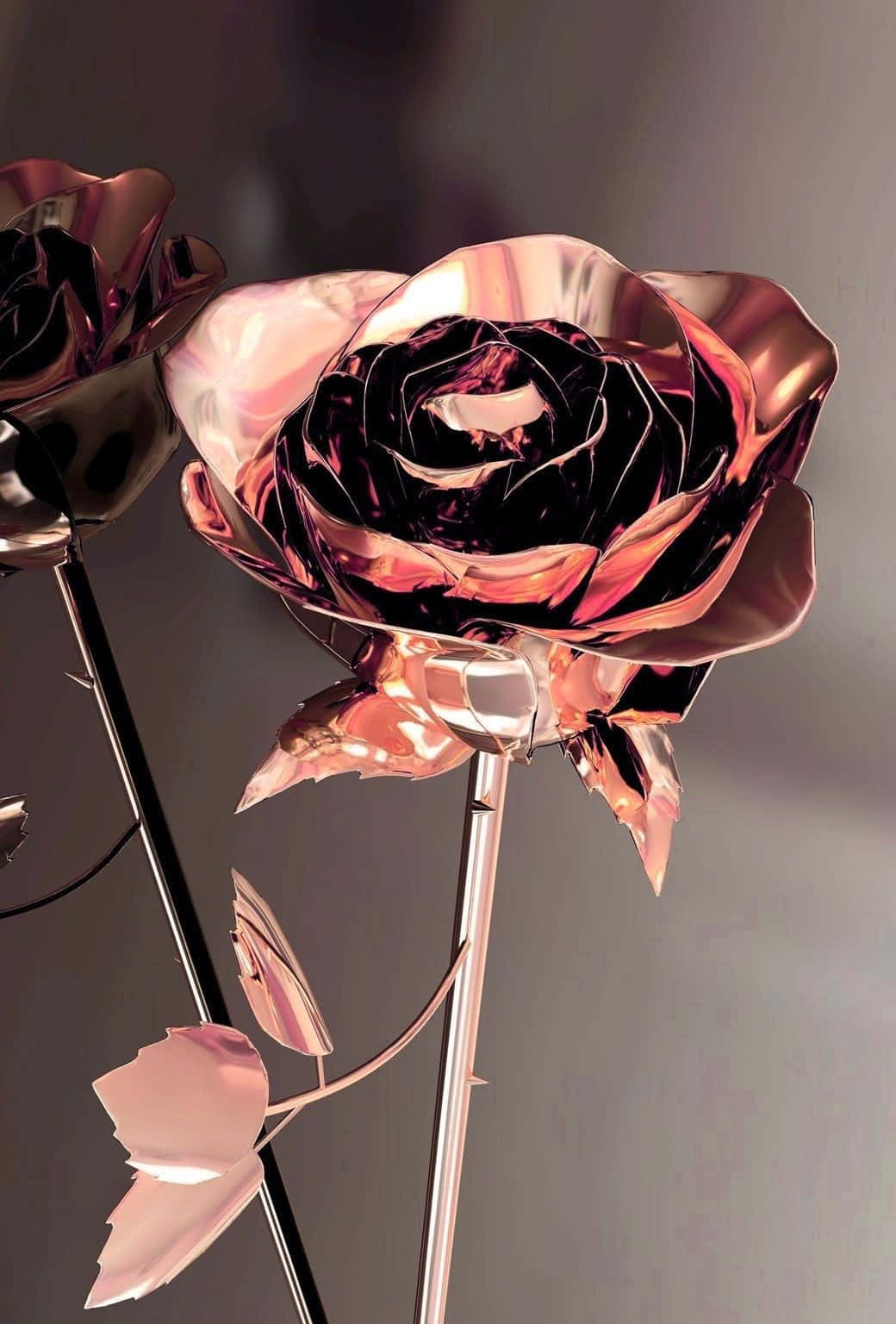 Metallic Rose Flower In Rose Gold Phone Wallpaper
