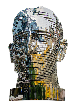 Metallic Sculpture Head Art PNG