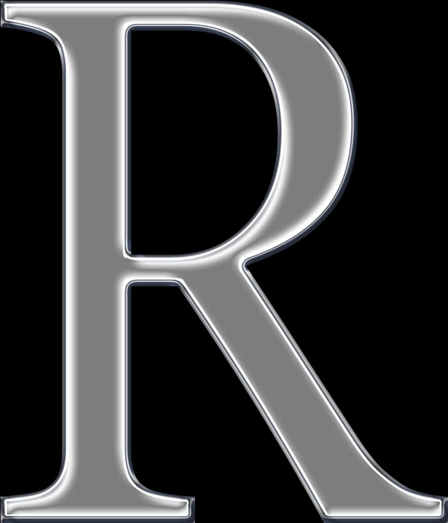 Metallic Silver R Letter PNG