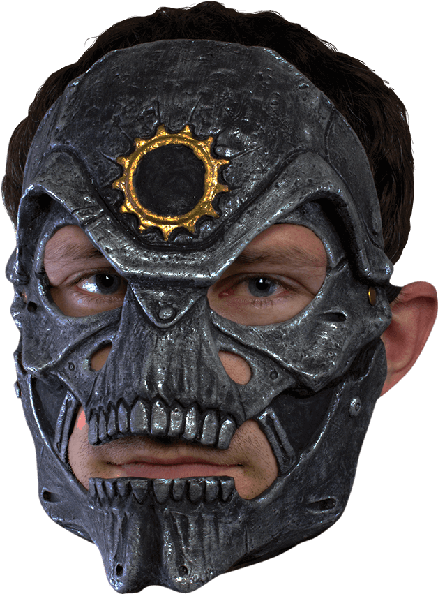 Metallic Skull Mask Portrait PNG