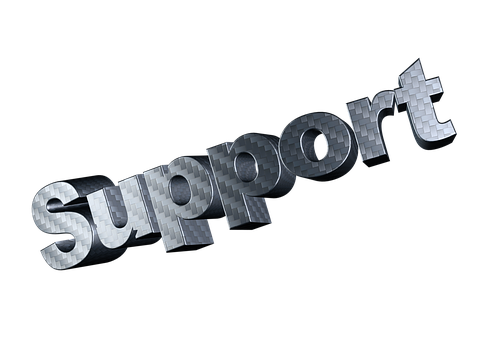 Metallic Support Text Graphic PNG