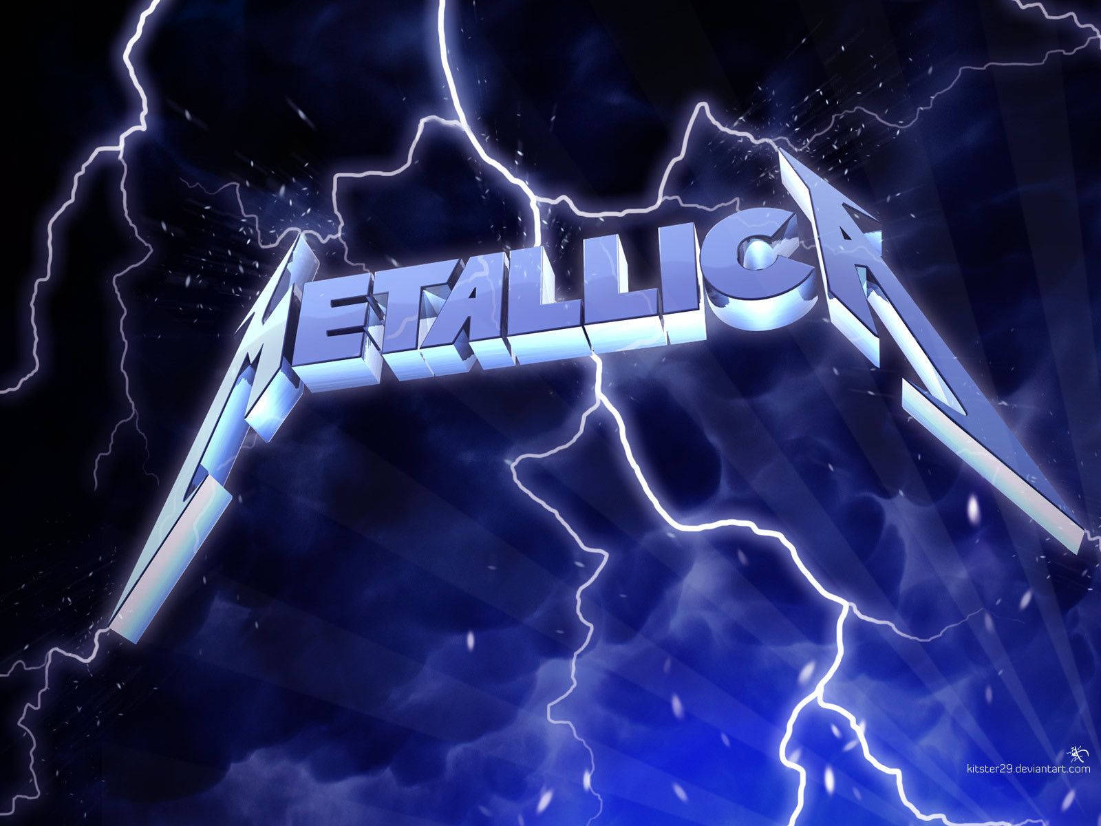 Image  Metallica Logo with Blue Lightning Wallpaper