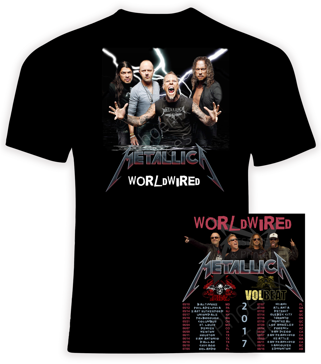 Metallica World Wired Tour T Shirt2017 PNG