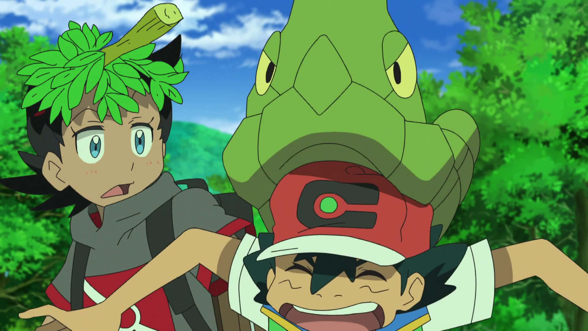 Metapod Attacking Ash In The Pokemon Anime Wallpaper