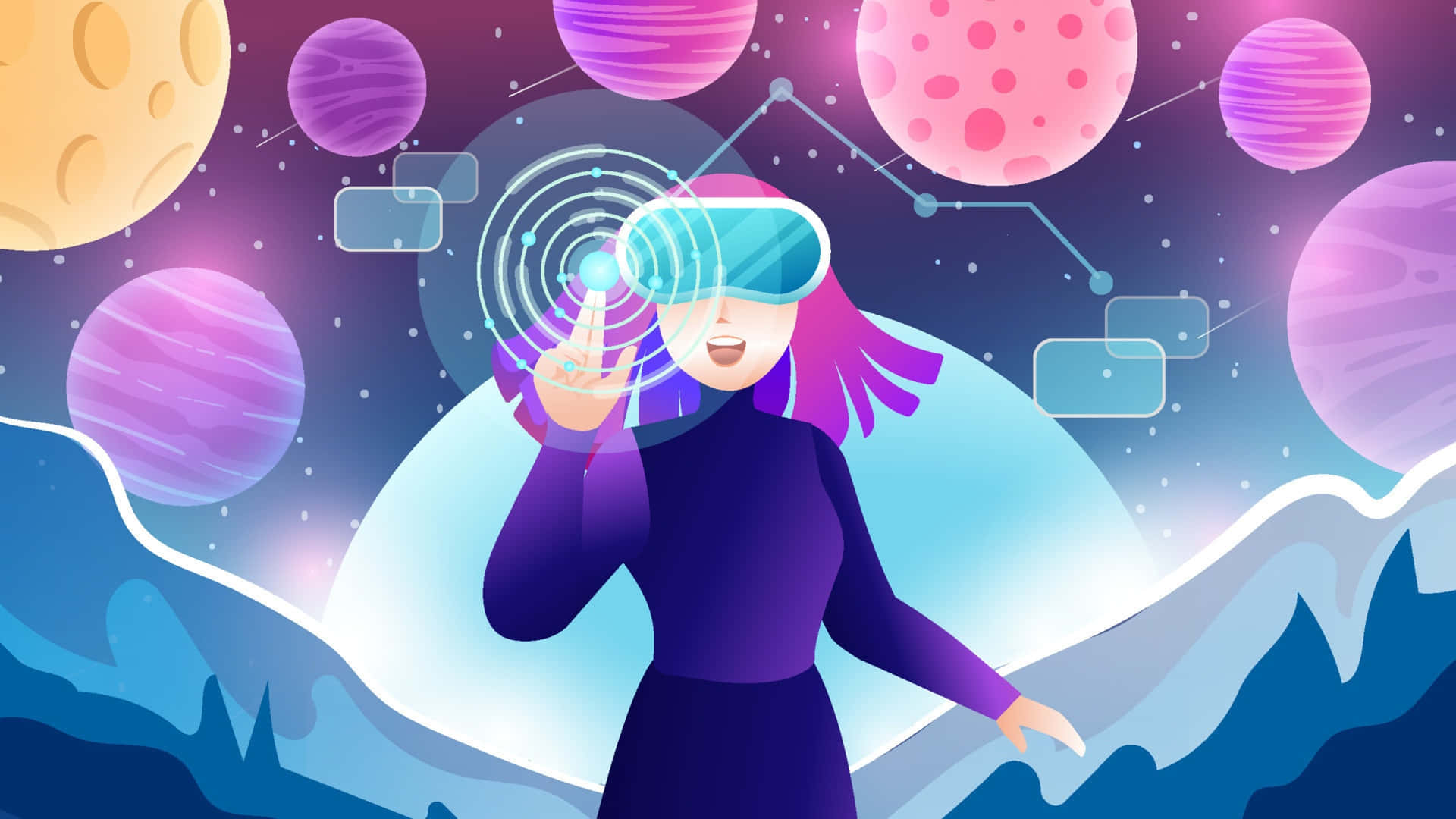 Experiencia De Realidad Virtual En El Metaverso Fondo de pantalla