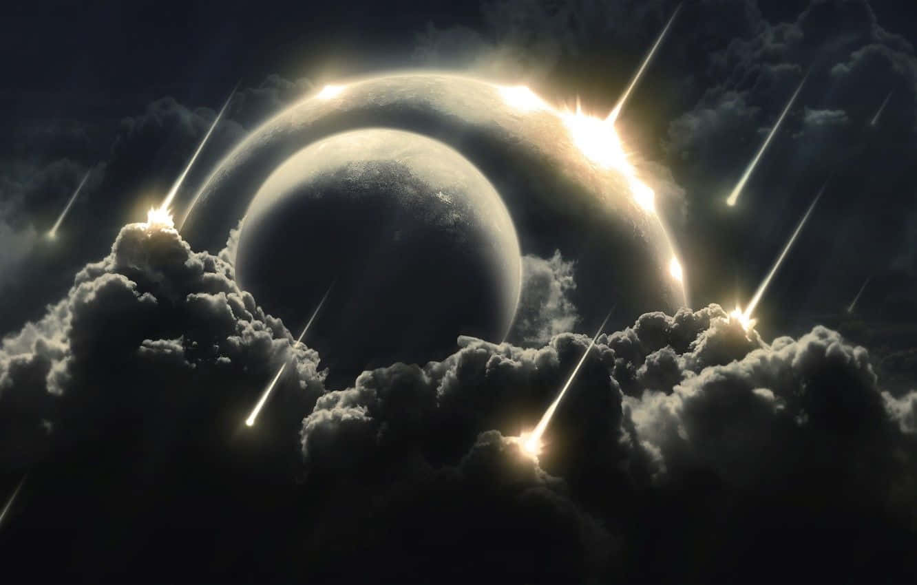 Majestic Meteor Shower in the Night Sky Wallpaper