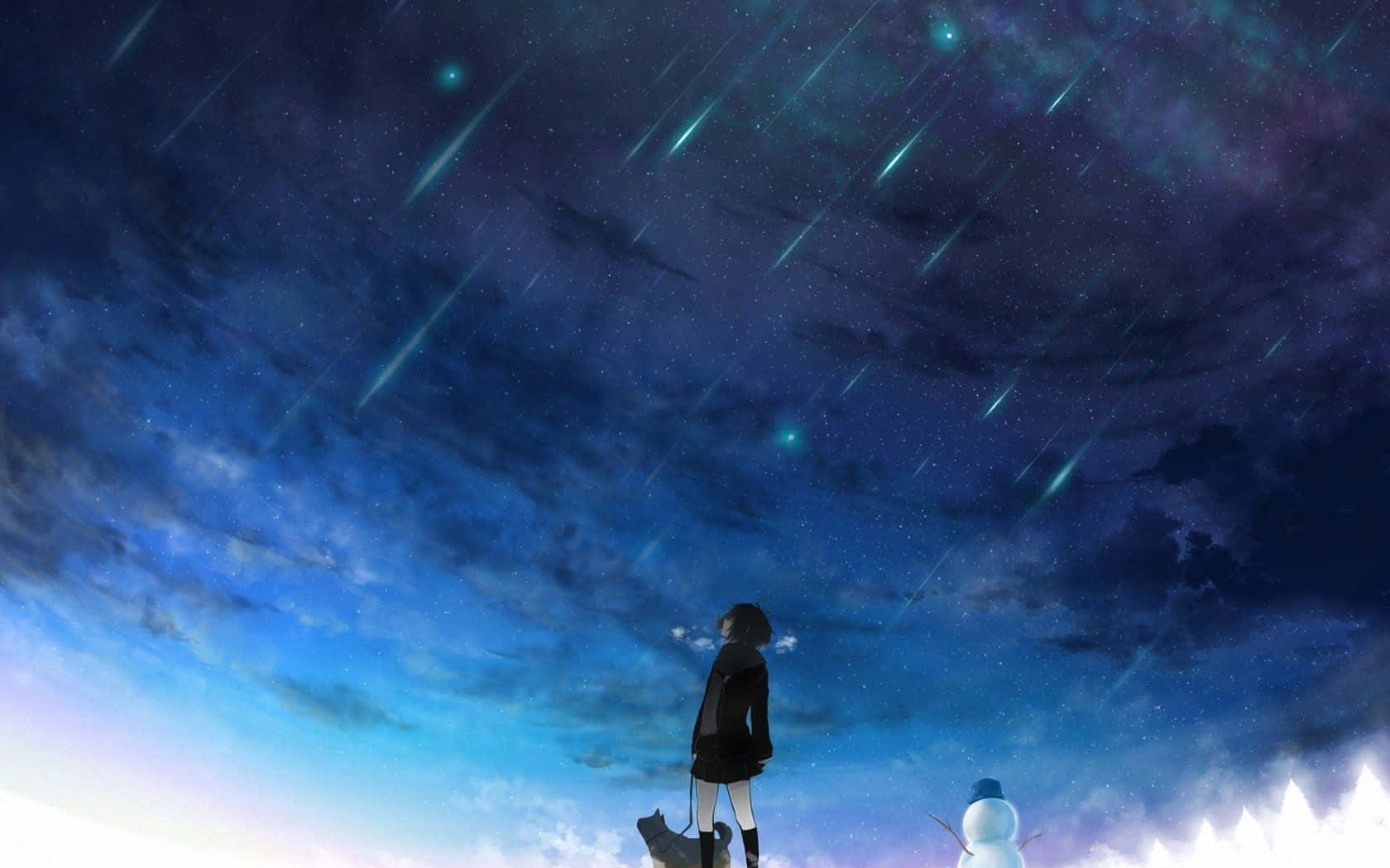 Awe-inspiring Meteor Shower in the Night Sky Wallpaper