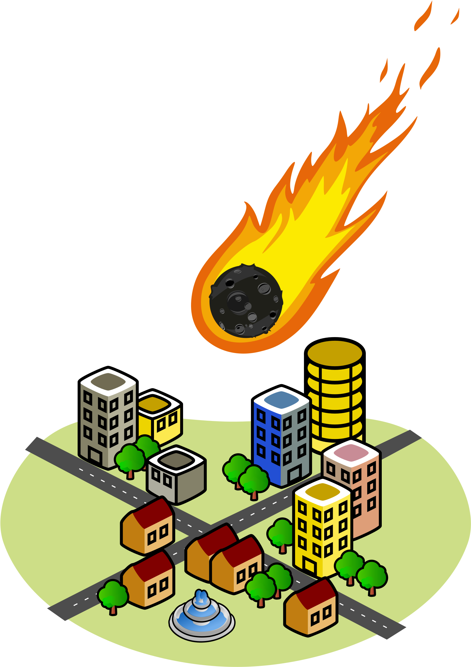 Meteor_ Impact_ City_ Illustration PNG