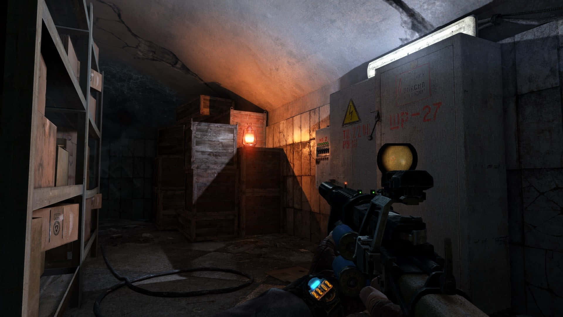 A Screenshot Of A Room With A Gun In It