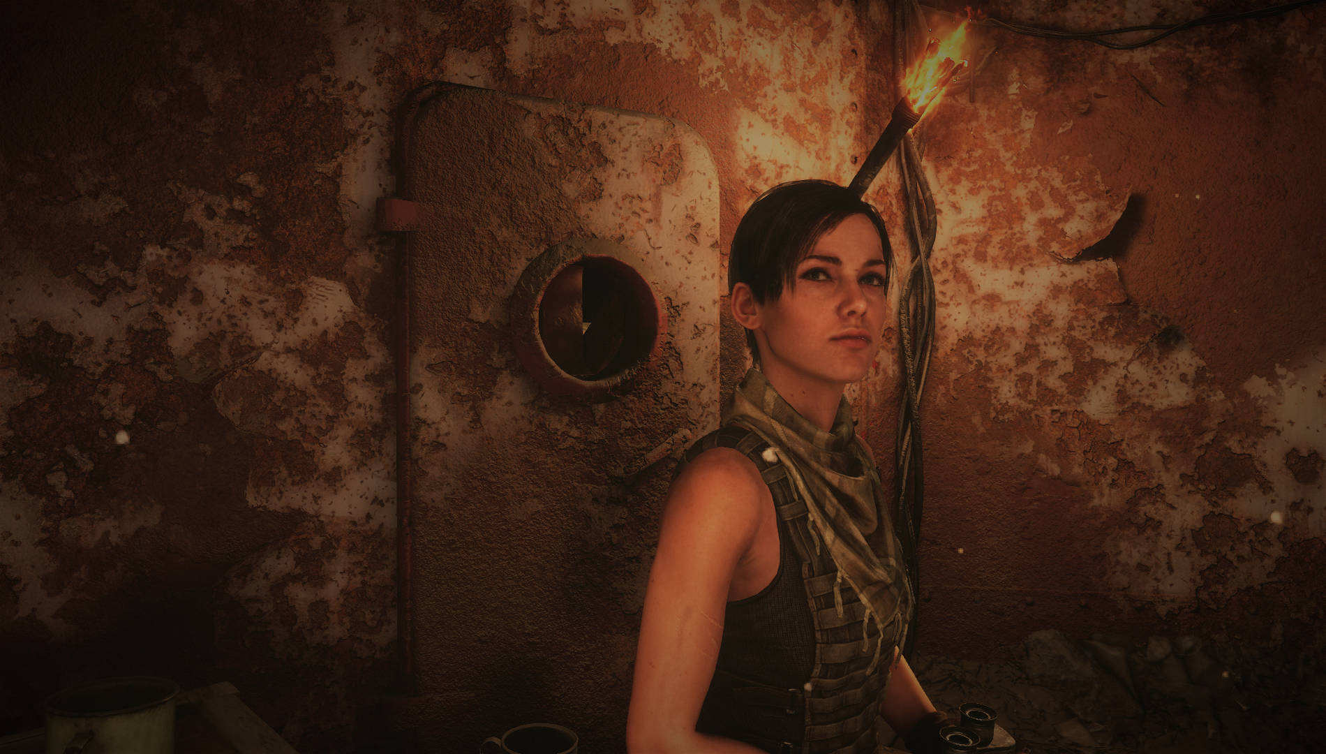 A Woman In A Dungeon With A Torch Wallpaper