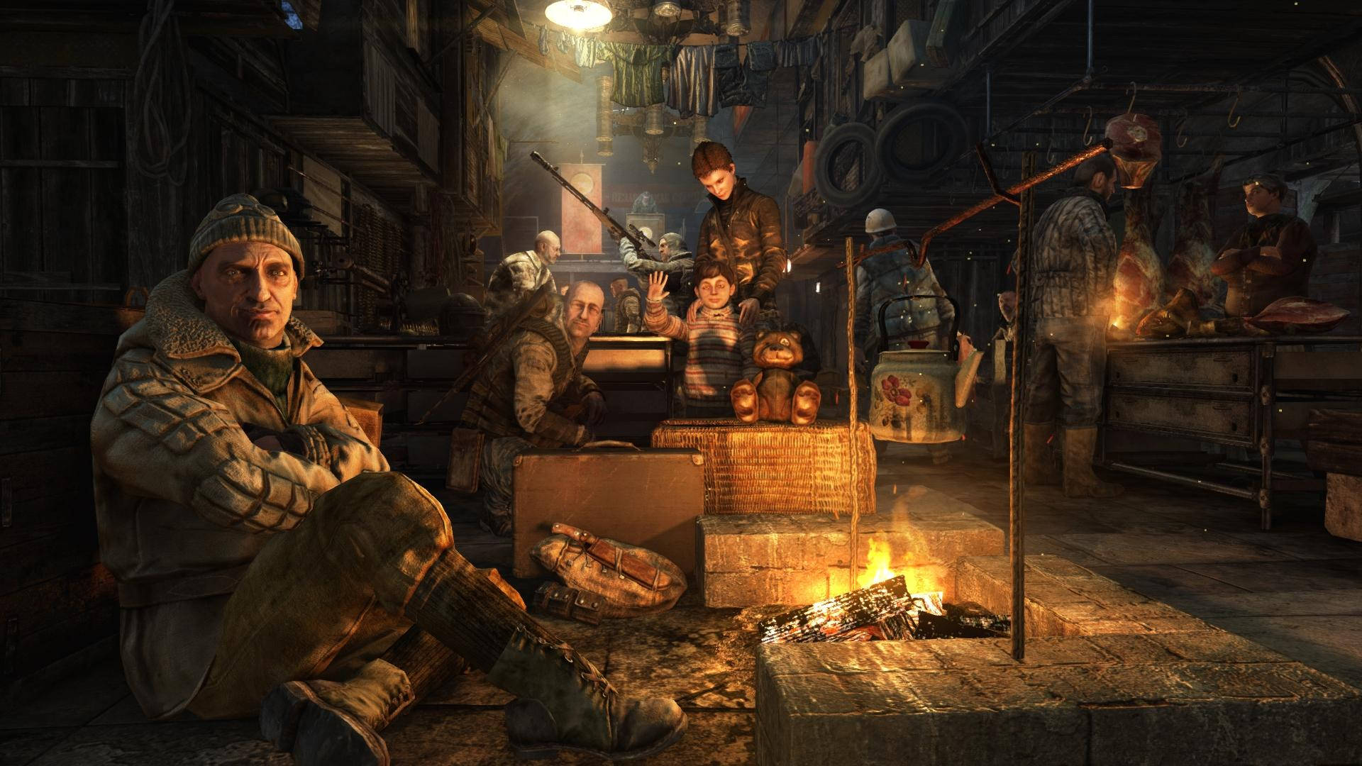 A Screenshot Of A Game With People In A Dark Room Wallpaper