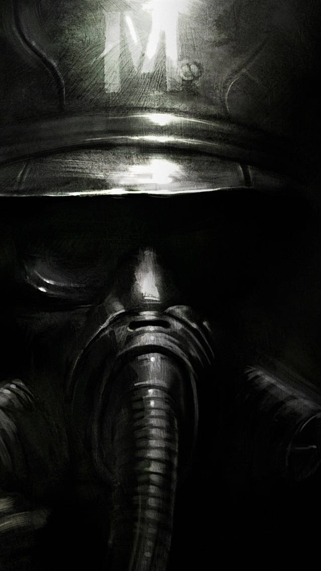 A Painting Of A Gas Mask With A Black Background Wallpaper