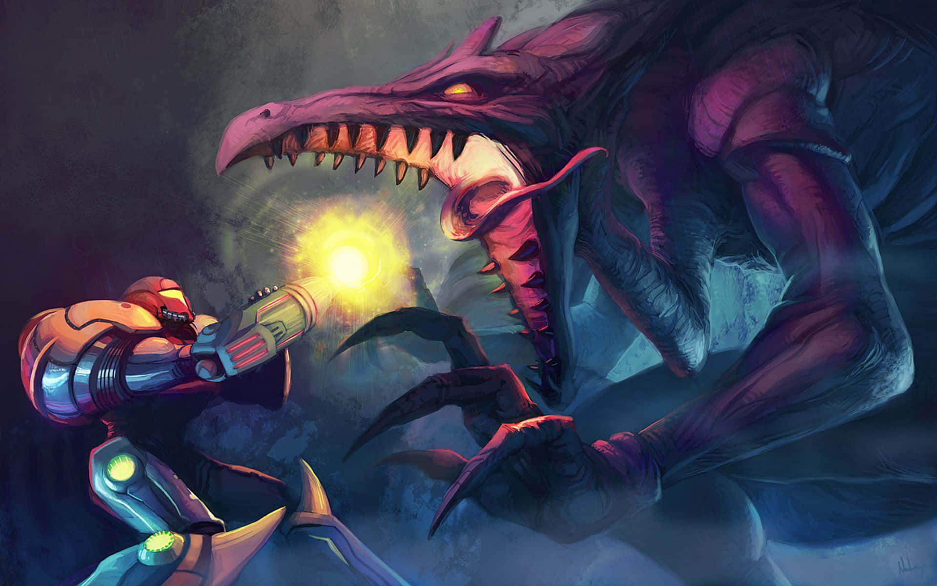 Metroiddread Samus Aran Dragon: Metroid Dread, Samus Aran Och Drake. Wallpaper