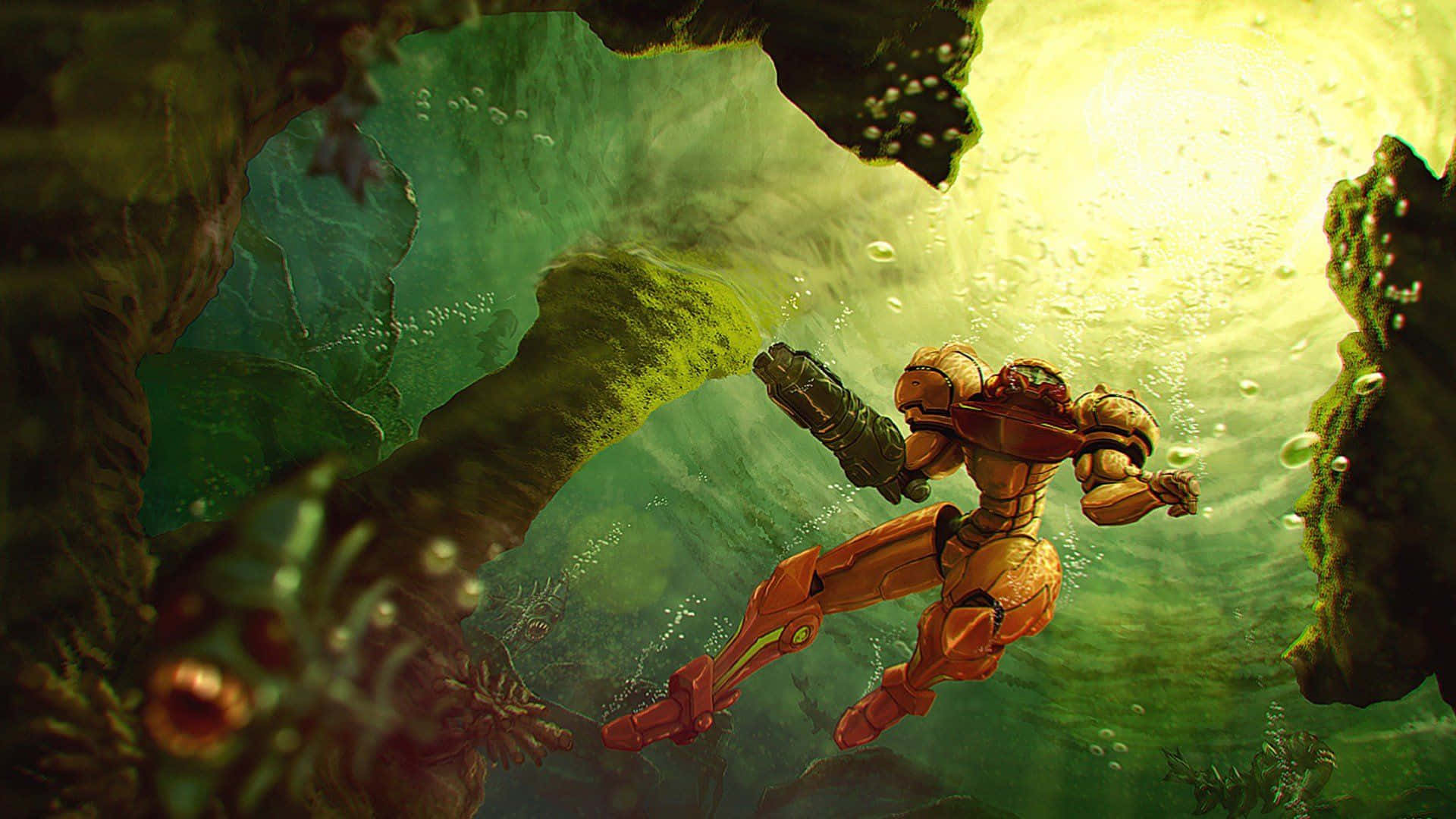 Metroid Dread Samus Aran Underwater Wallpaper