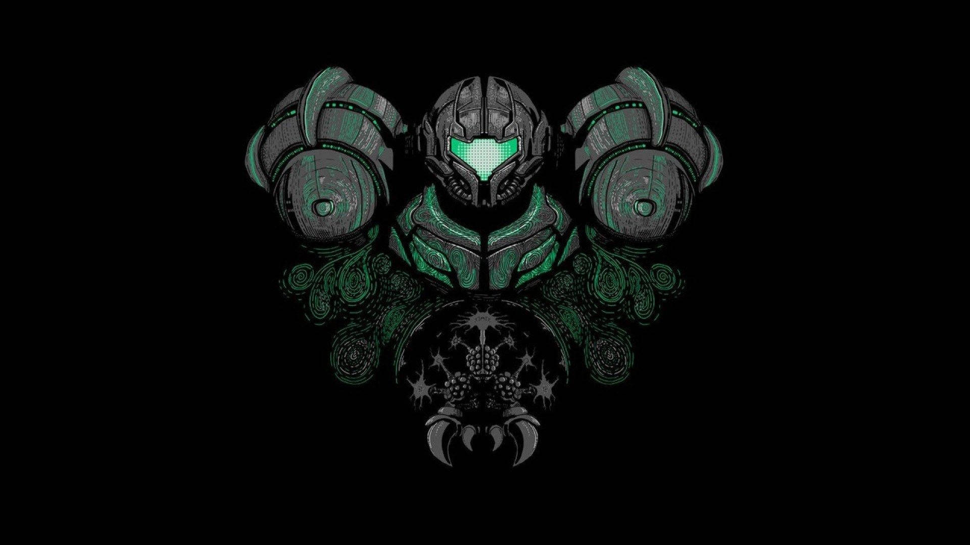 Metroid Green Gray Armor Wallpaper