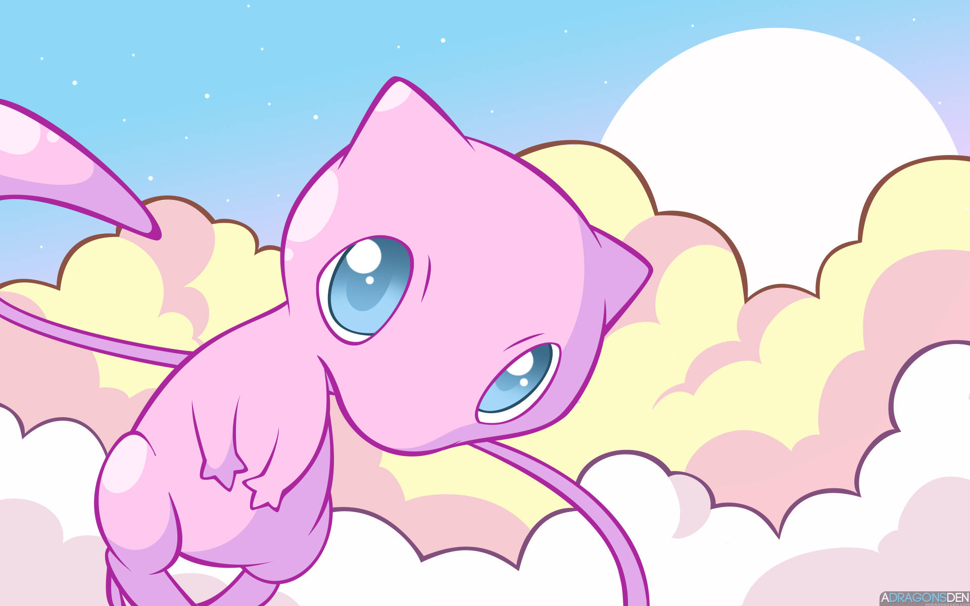 Mew In Colorful Clouds