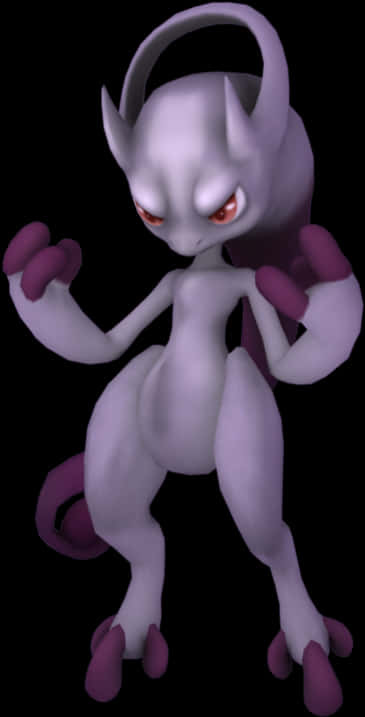 Mewtwo Pokemon Character Render PNG
