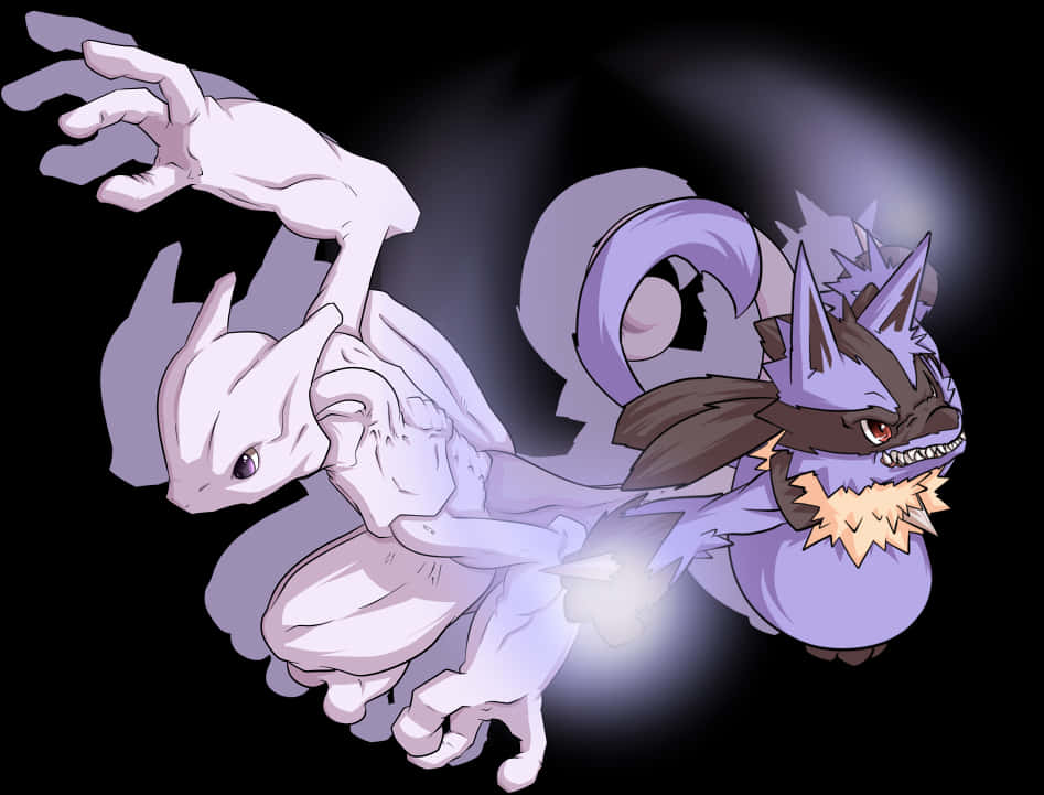 Mewtwo_and_ Mega_ Mewtwo_ X PNG