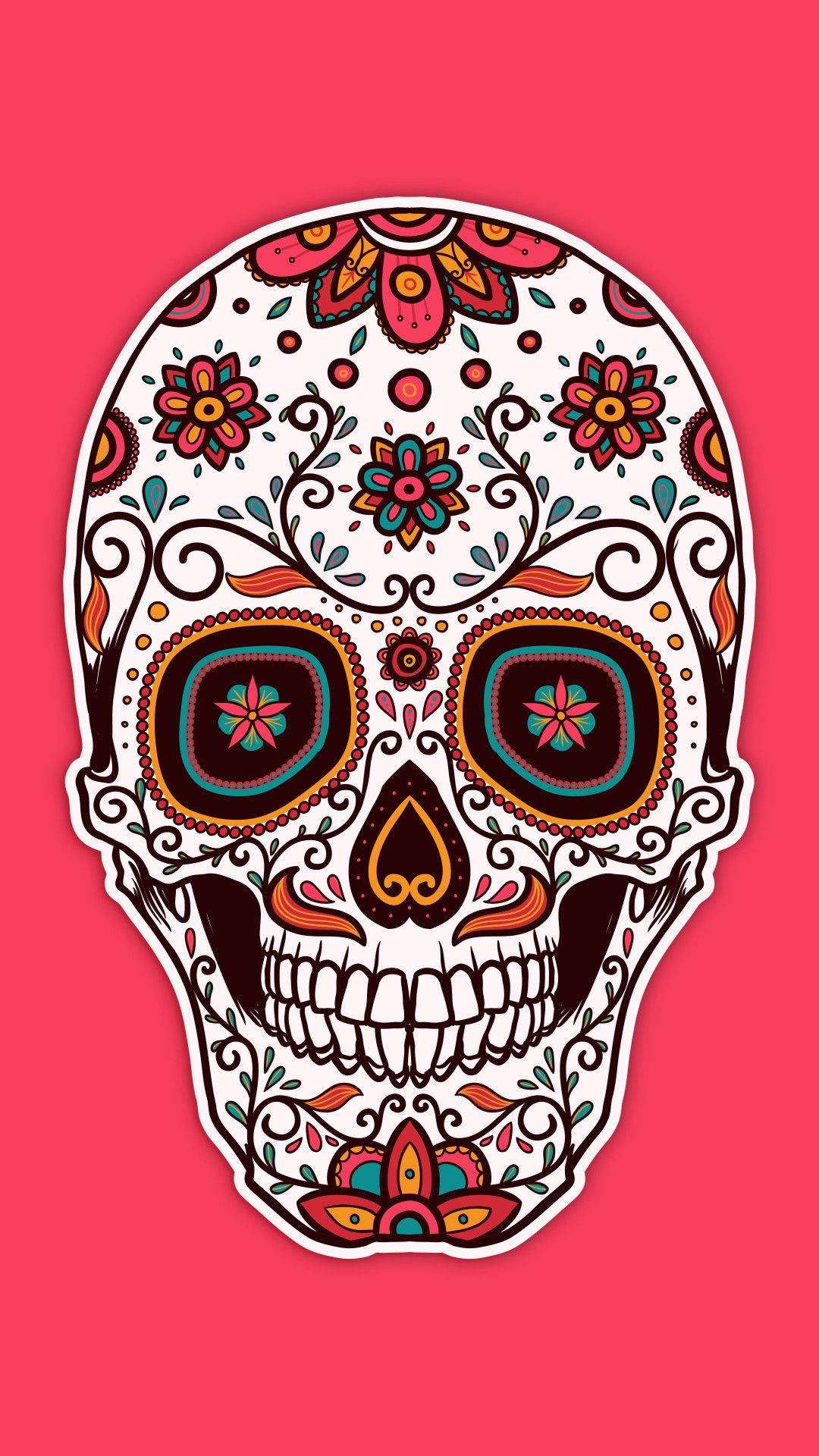Mexican Colorful Floral Skull