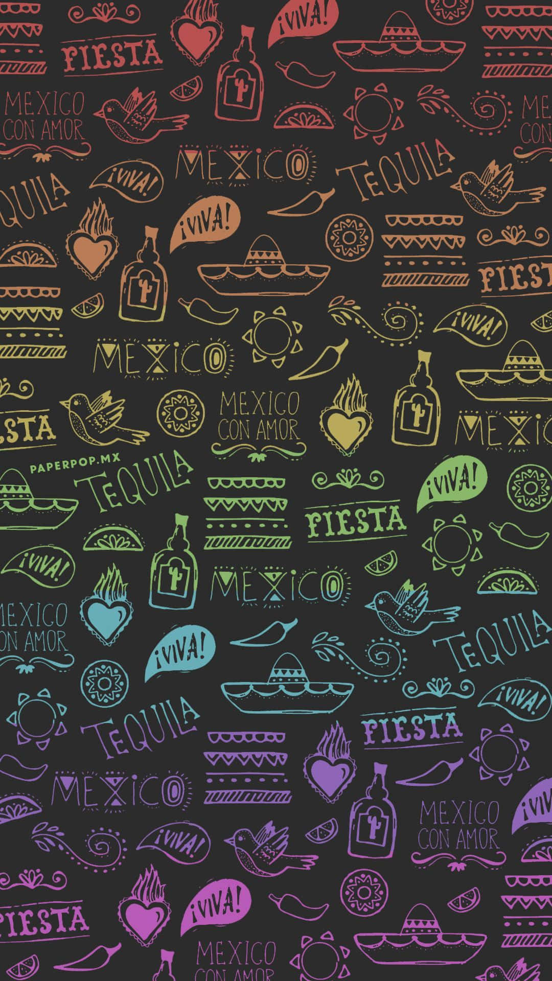 Mexican Culture Pattern Black Background Wallpaper
