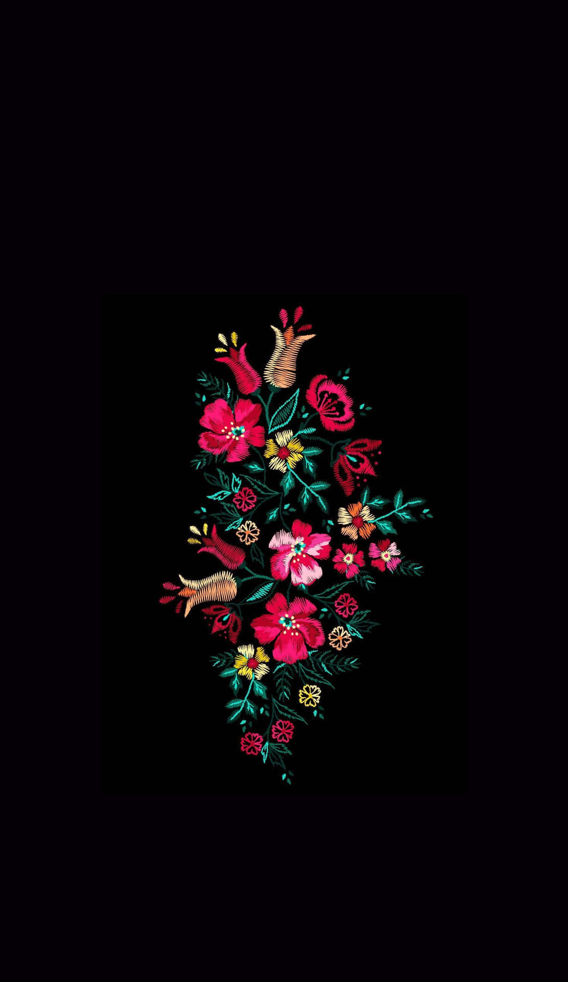 Mexican Embroidery Floral Design Wallpaper