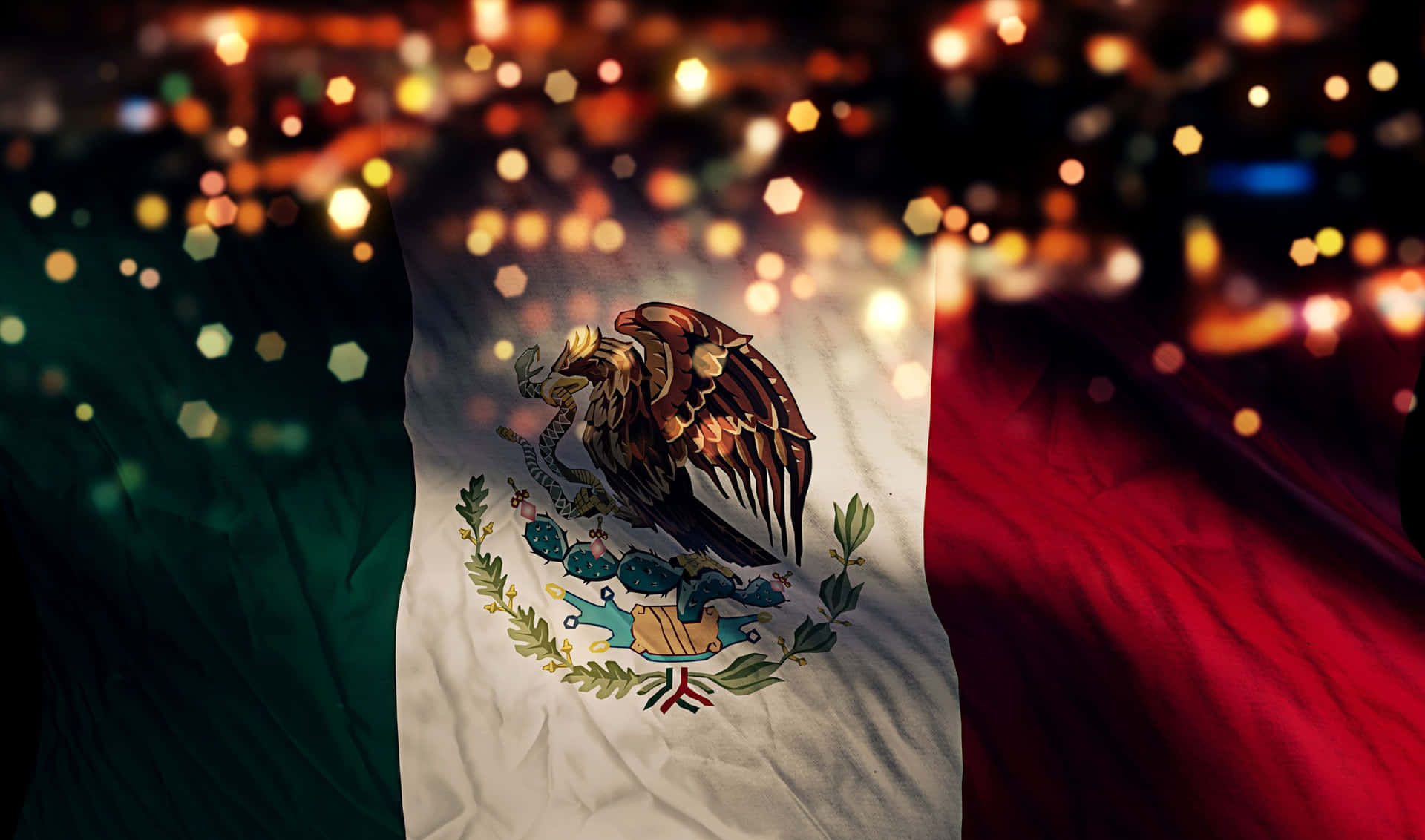 Mexican Flag Bokeh Lights Background Wallpaper