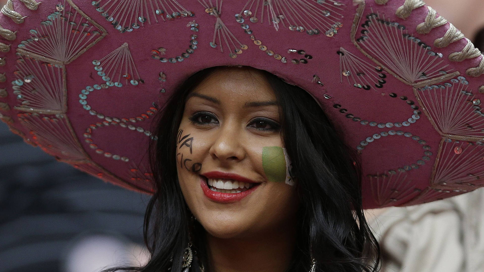 Mexikansk pige sombrero på striber Wallpaper