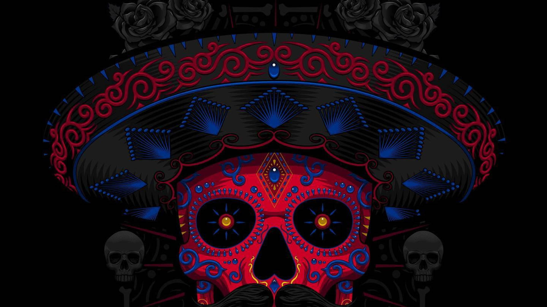 Mexican Man Red Skeleton Wallpaper