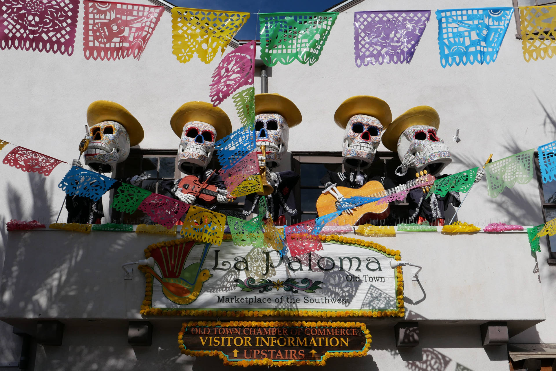 Mexican Man Skeleton With Guitars Wallpaper