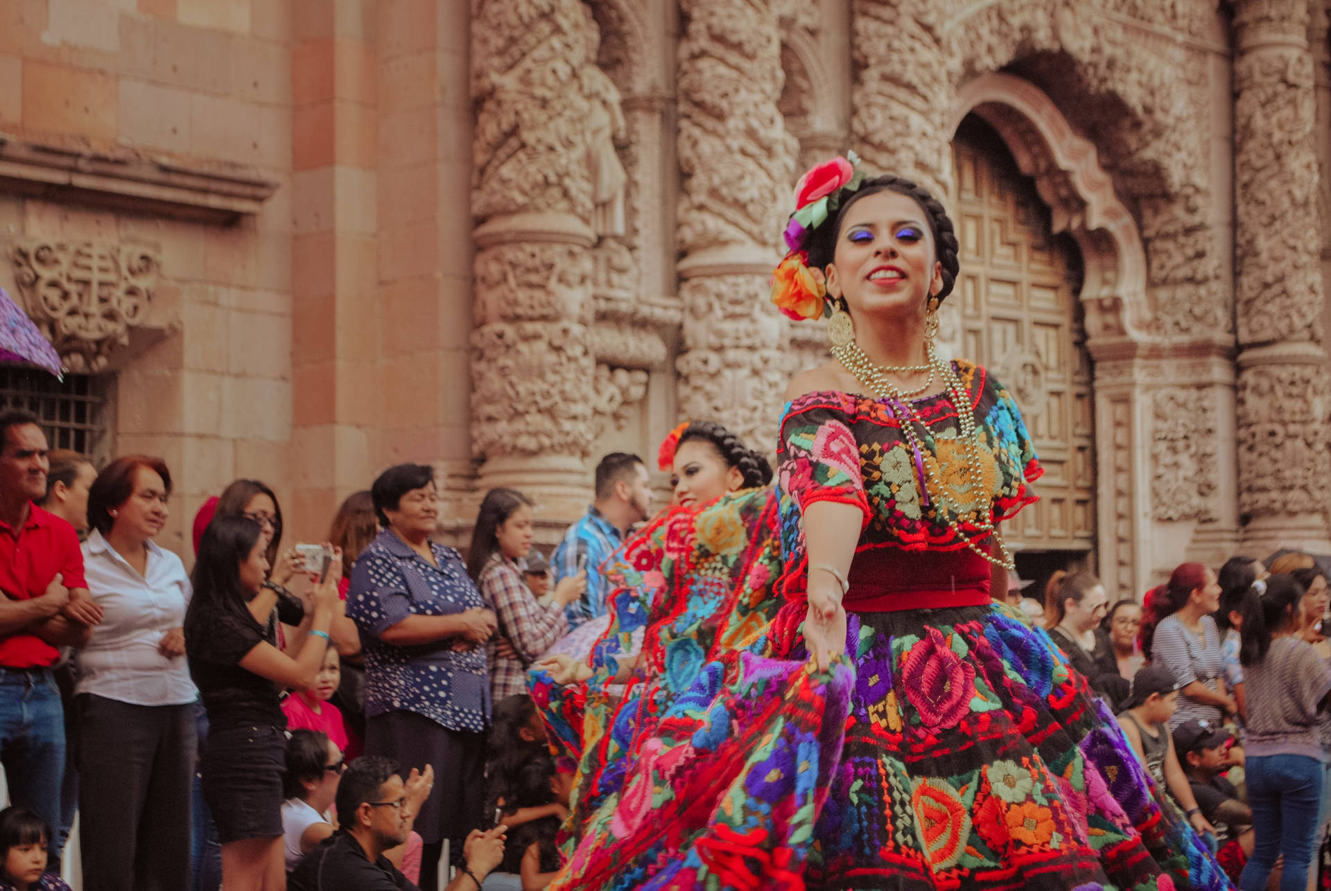 Mexican Man With Girl In Colorful Dress Picture
