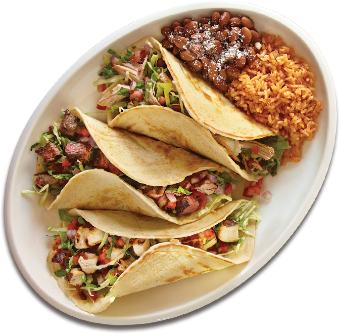Mexican Tacos Platewith Riceand Beans PNG