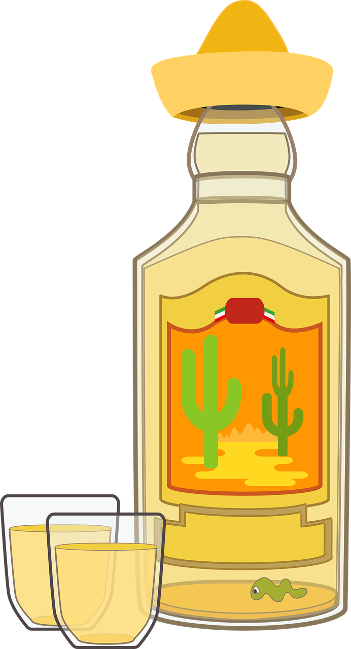 Mexican Tequila Bottle With Hat PNG