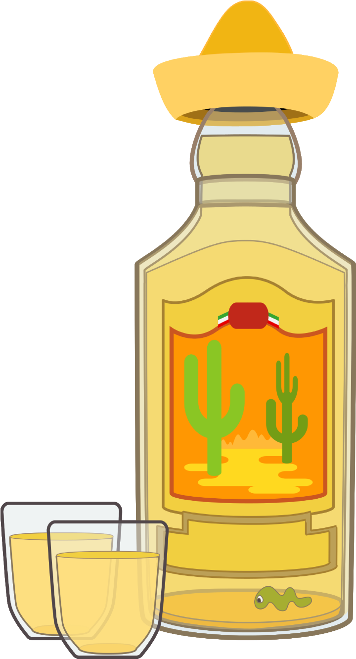Mexican Tequila Bottle With Hat PNG