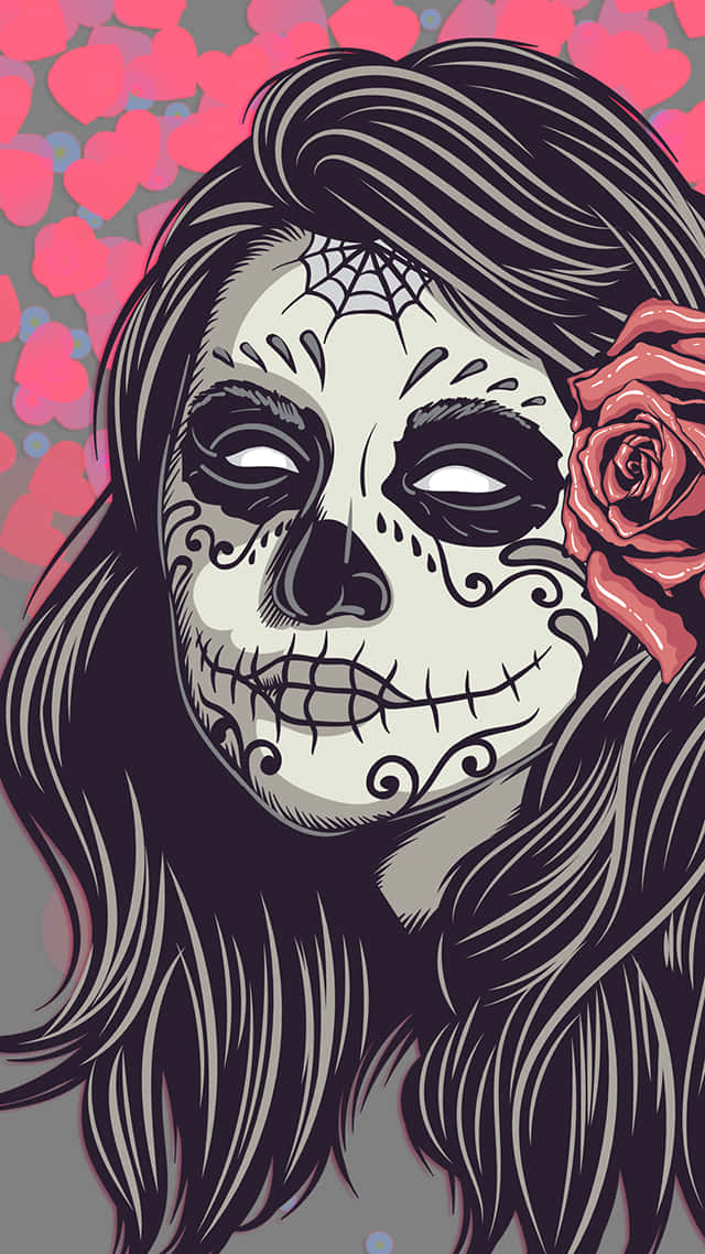 Mexican Woman As A Sugar Skull Digital Art Wallpaper