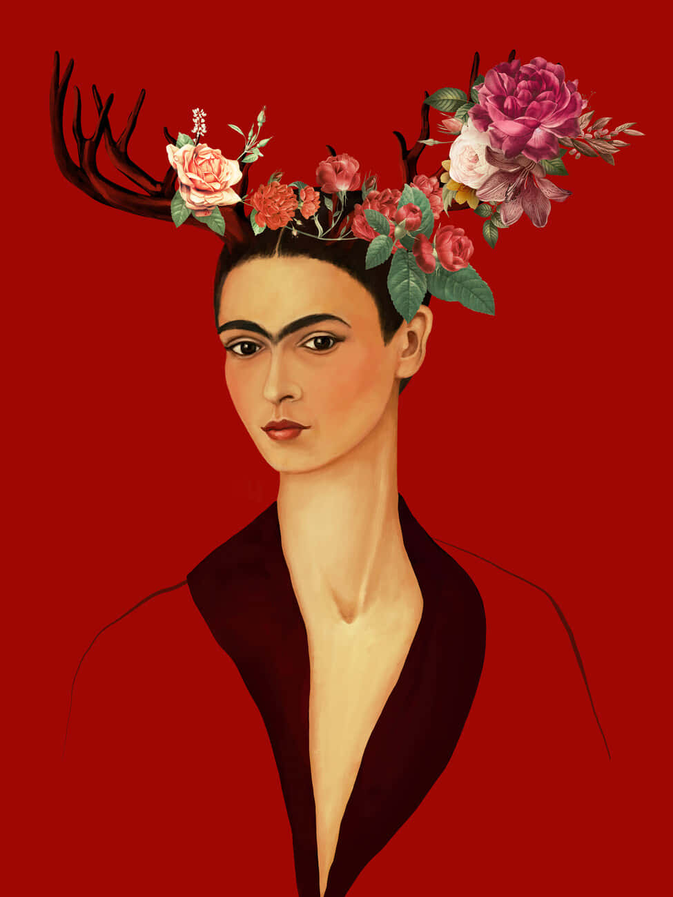 Mexican Woman Frida Kahlo Lookalike Artwork Wallpaper